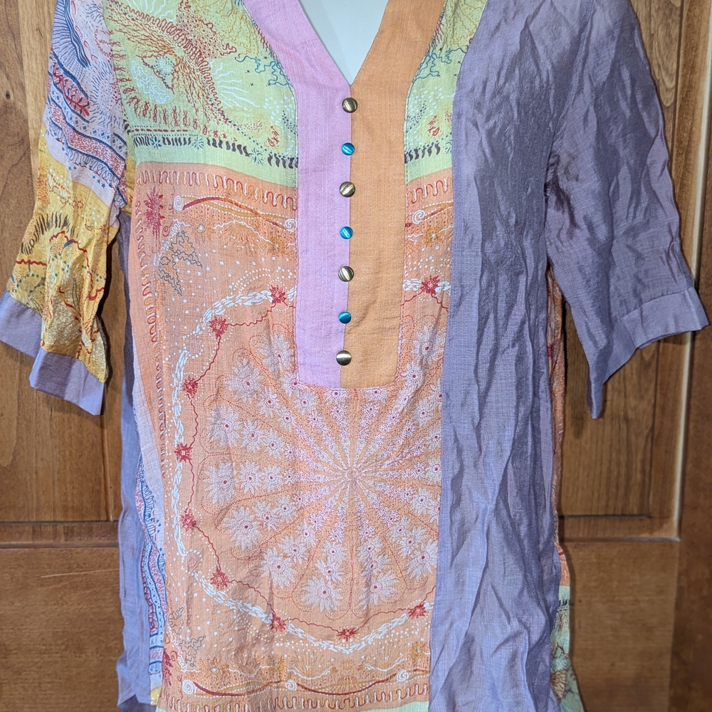 NWT Papillon Boho Patchwork Women's Top - Picture 2 of 9